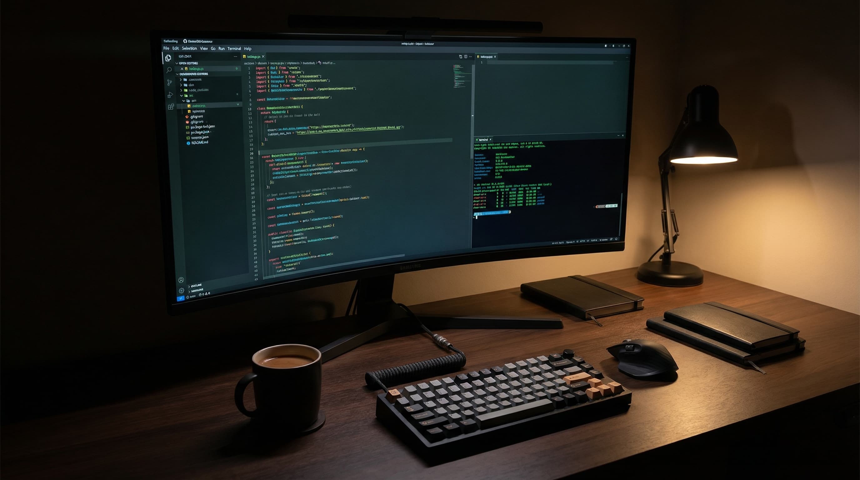 Developer workspace with code editor