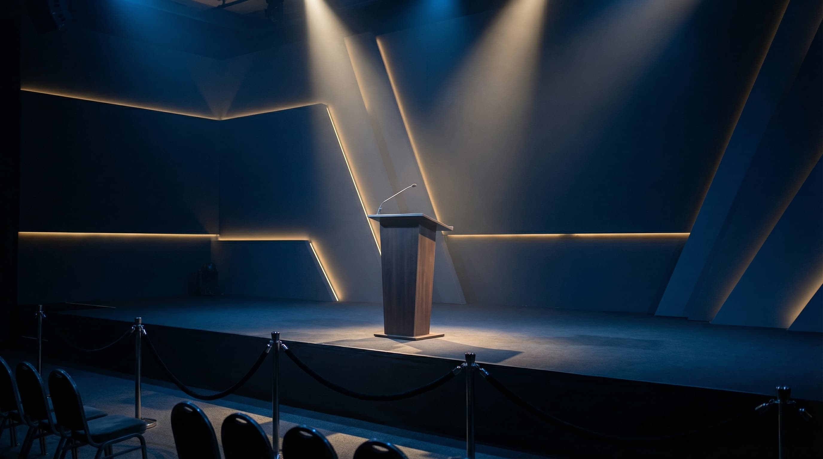 Professional conference stage with elegant lighting